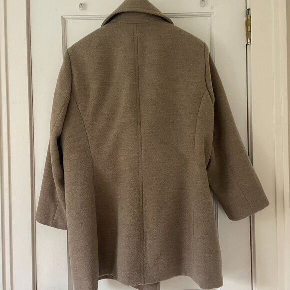 Calvin Klein Taupe/Brown Pea Coat, Size 16 Double Breasted - Picture 3 of 16